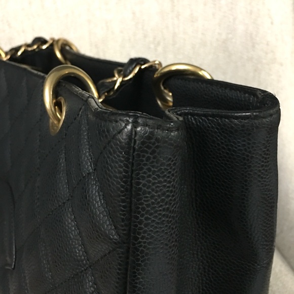 CHANEL Caviar Quilted Grand Shopping Tote GST tote bag black leather - Picture 10 of 16